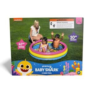 Baby Shark 3 Ring Inflatable Swimming Pool Portable Pool for Summer Play New
